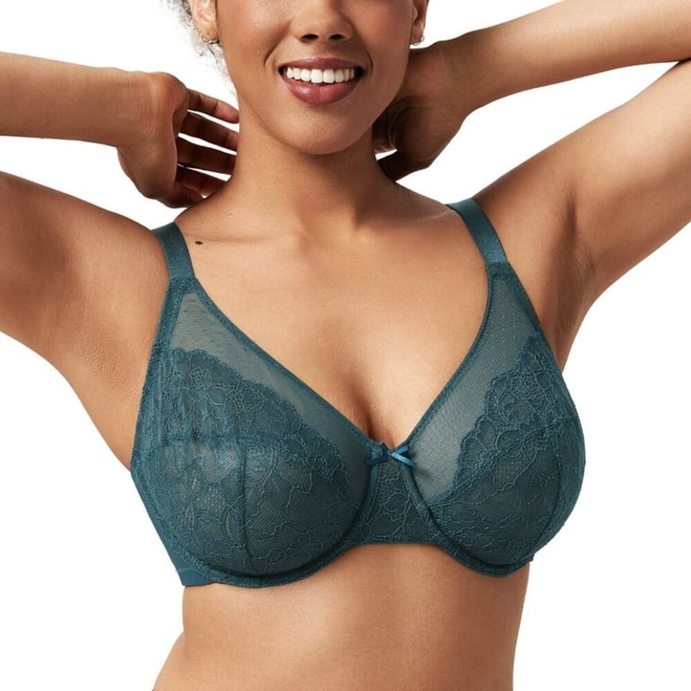 HSIA Women's Full Coverage Back smoothing Underwire Unlined Bra Balsam Blue 36H